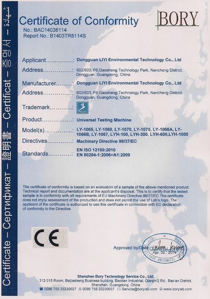 China Dongguan Liyi Environmental Technology Co., Ltd. Certificaten
